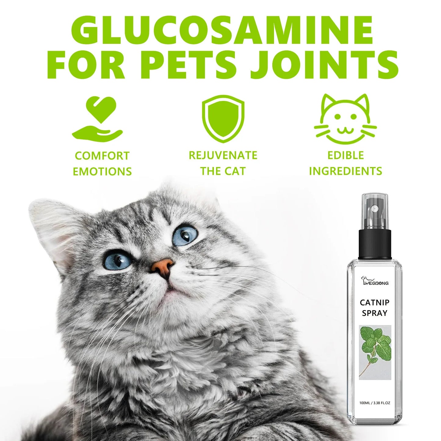 Yegbong Cat Catnip Spray Relieve Stress Long Lasting Anti Anxiety Health Care Sooth Mood Comfort Enhance Vitality Pet Calm Spray