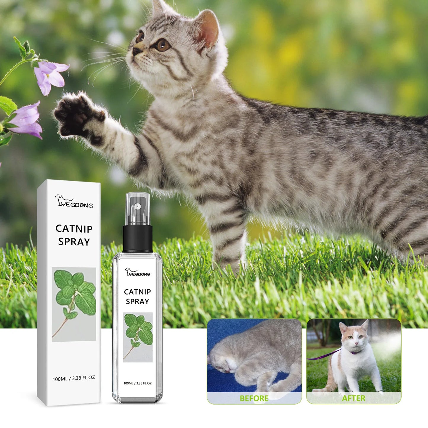 Yegbong Cat Catnip Spray Relieve Stress Long Lasting Anti Anxiety Health Care Sooth Mood Comfort Enhance Vitality Pet Calm Spray