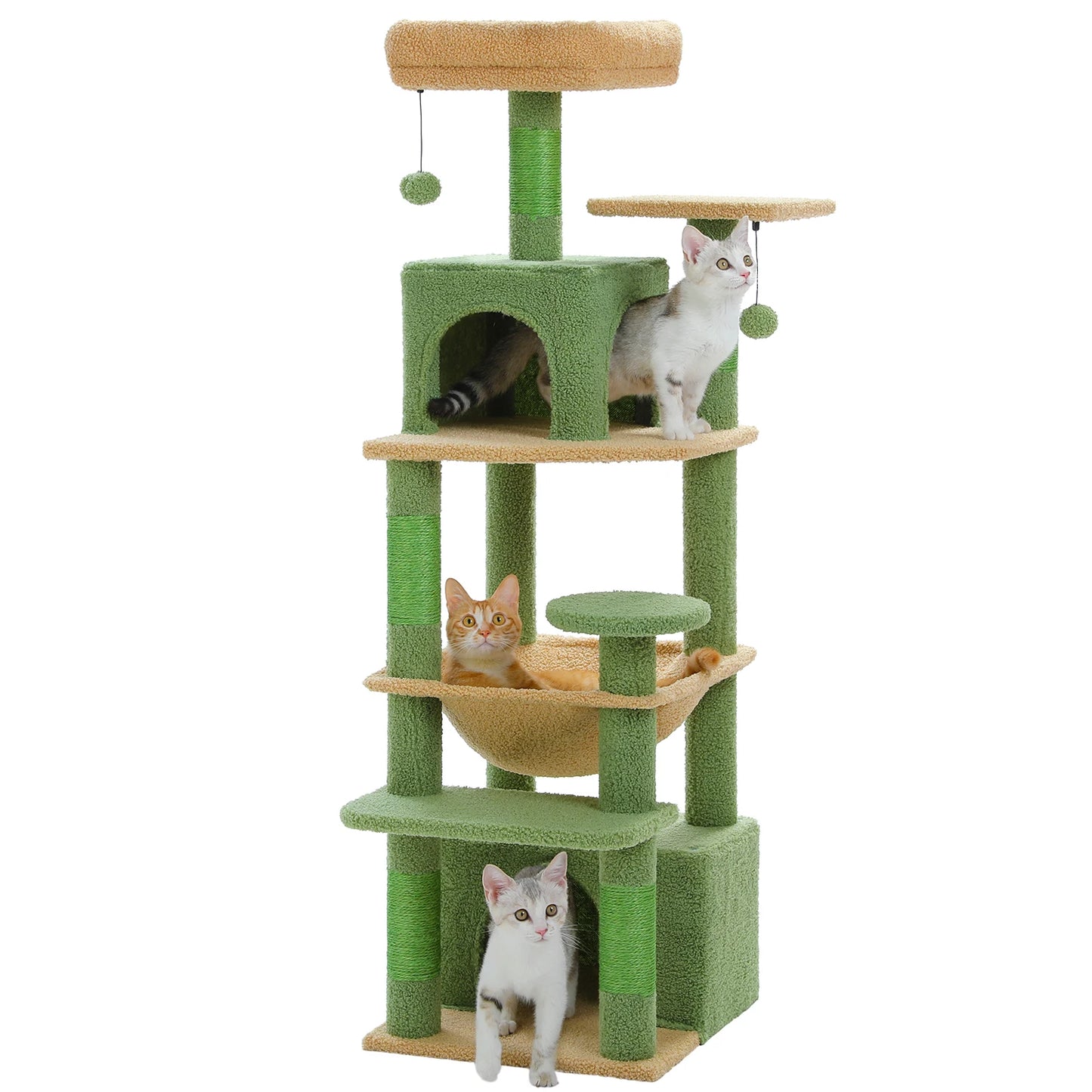 6-levels Safe and Stable Cat Tree with Soft Hammock