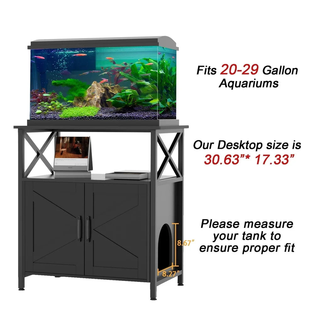 20-29 Gallon Aquarium Stand with Hidden Cat Litter Box Enclosure