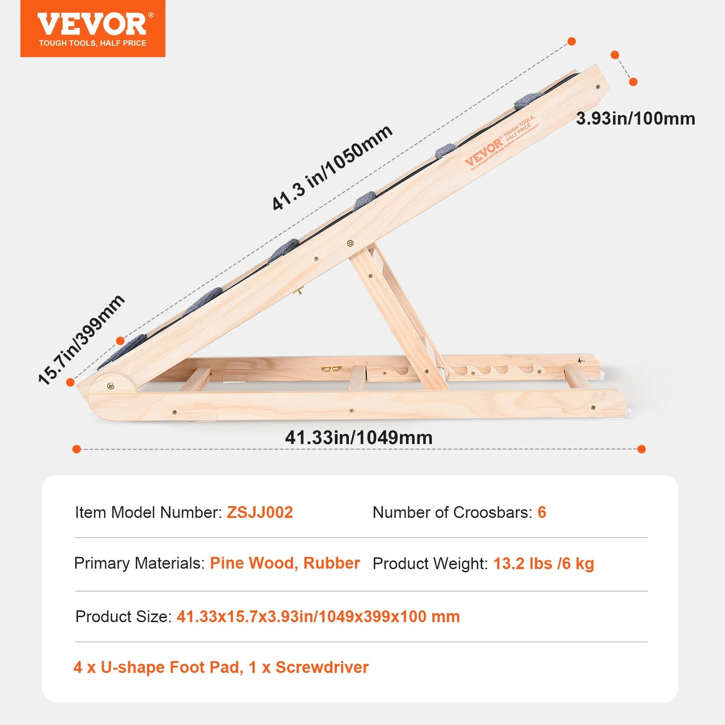 Anti-slip High Adjustable Wooden Pet Ramp