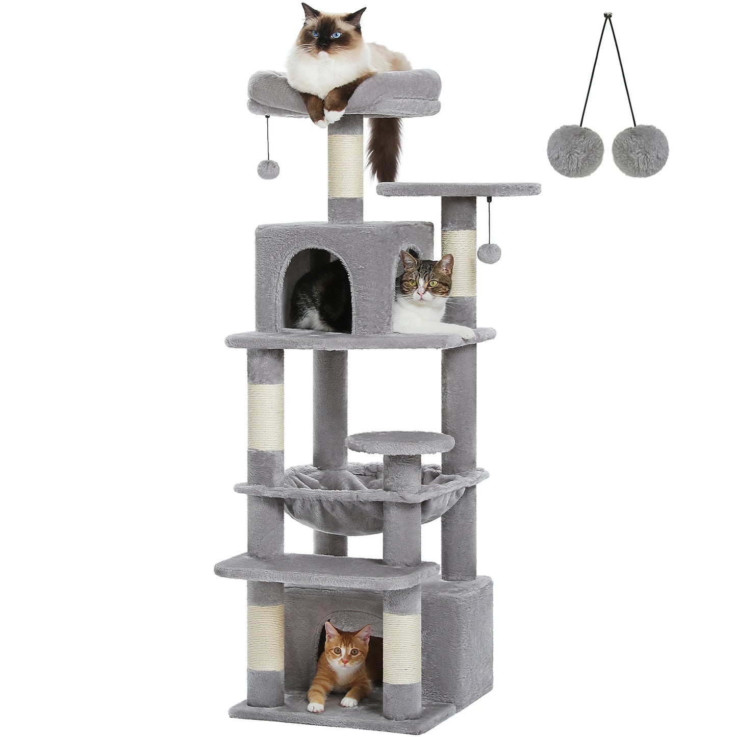 6-levels Safe and Stable Cat Tree with Soft Hammock