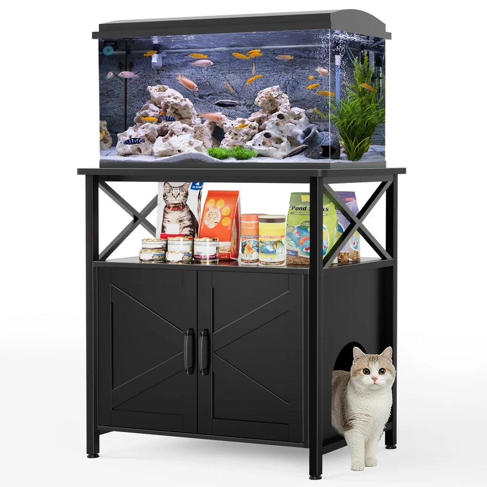 20-29 Gallon Aquarium Stand with Hidden Cat Litter Box Enclosure