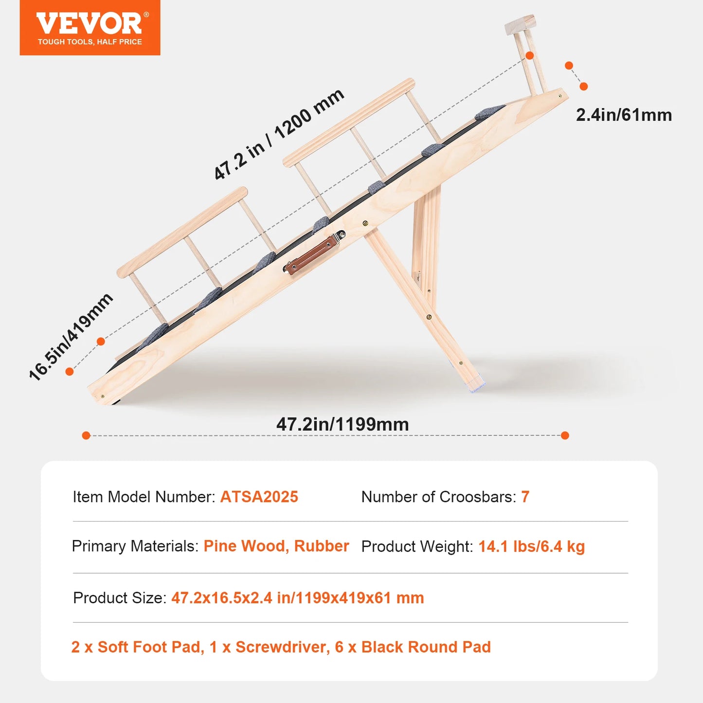 Anti-slip High Adjustable Wooden Pet Ramp
