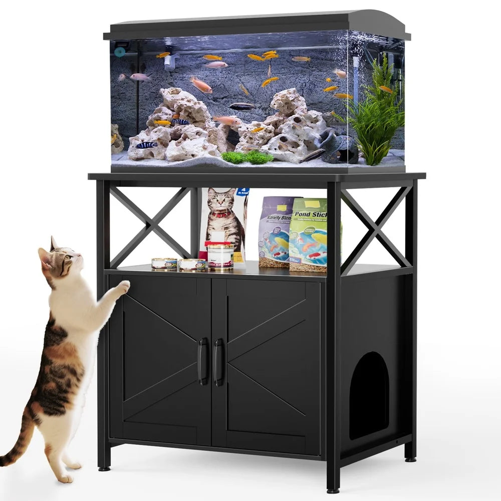20-29 Gallon Aquarium Stand with Hidden Cat Litter Box Enclosure