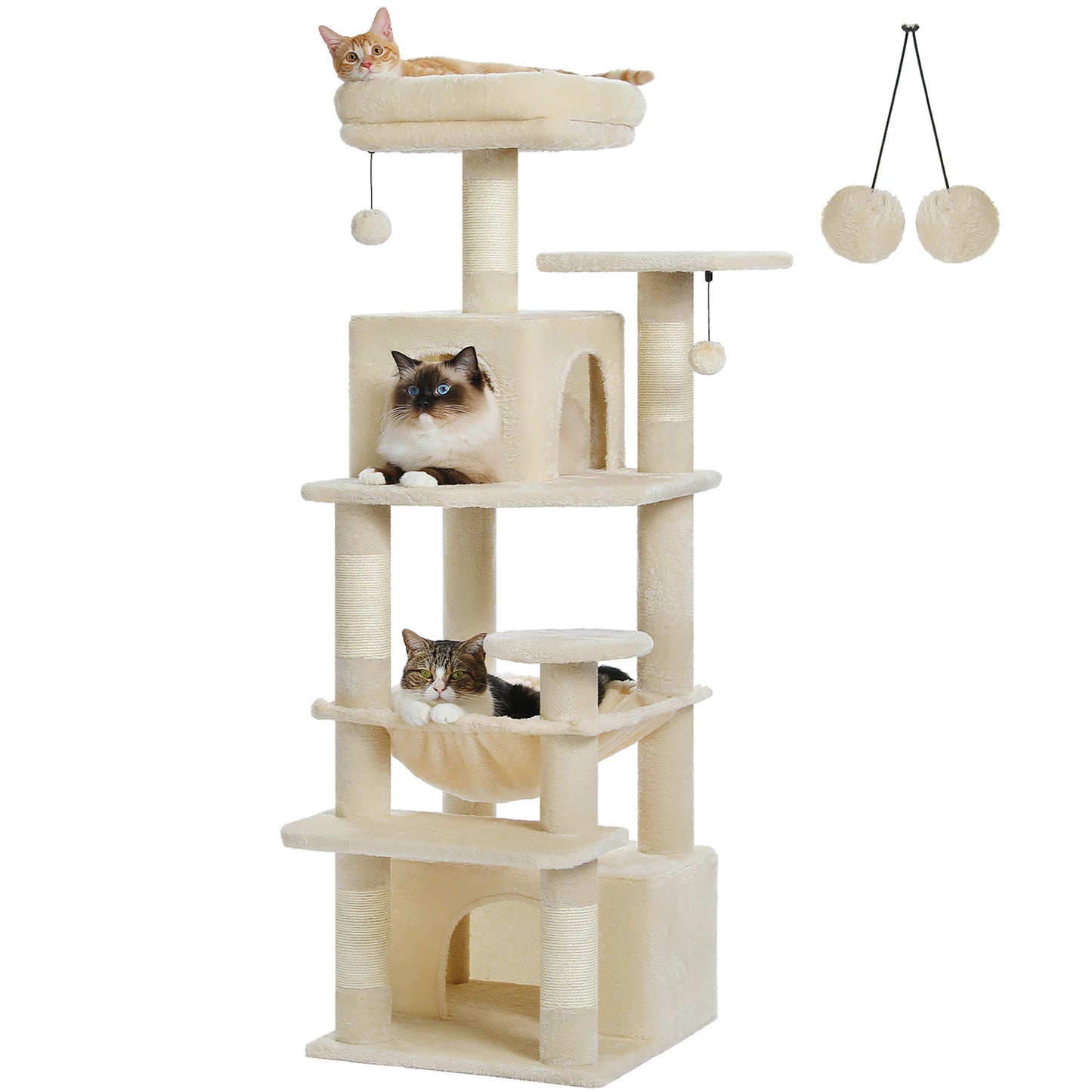 6-levels Safe and Stable Cat Tree with Soft Hammock