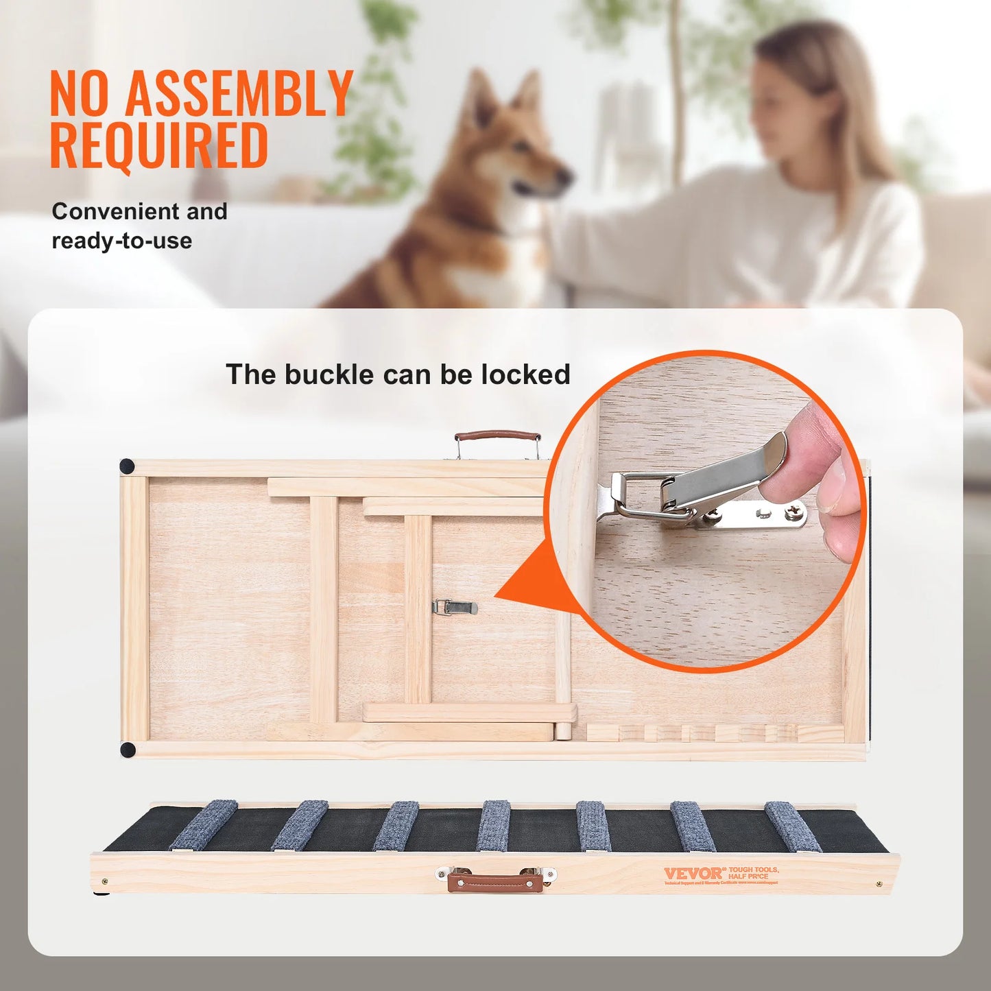Anti-slip High Adjustable Wooden Pet Ramp