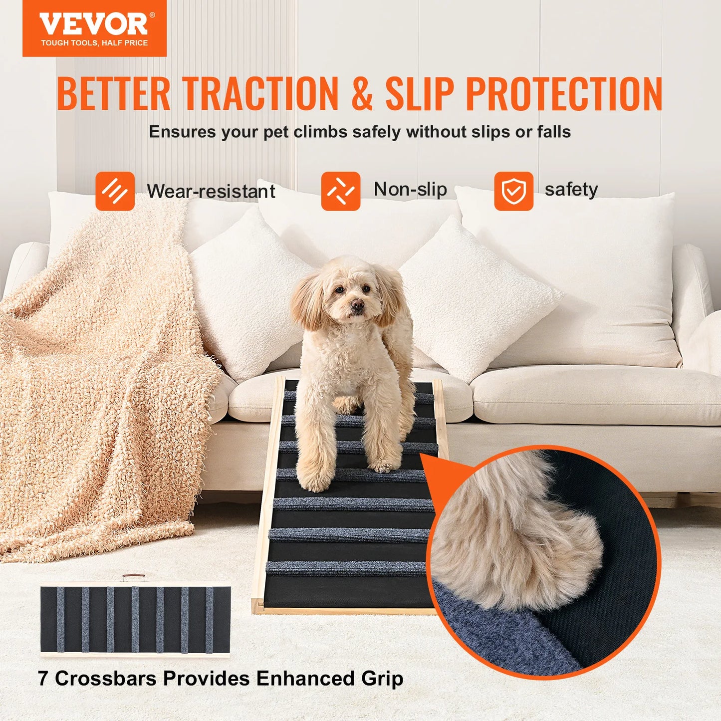 Anti-slip High Adjustable Wooden Pet Ramp