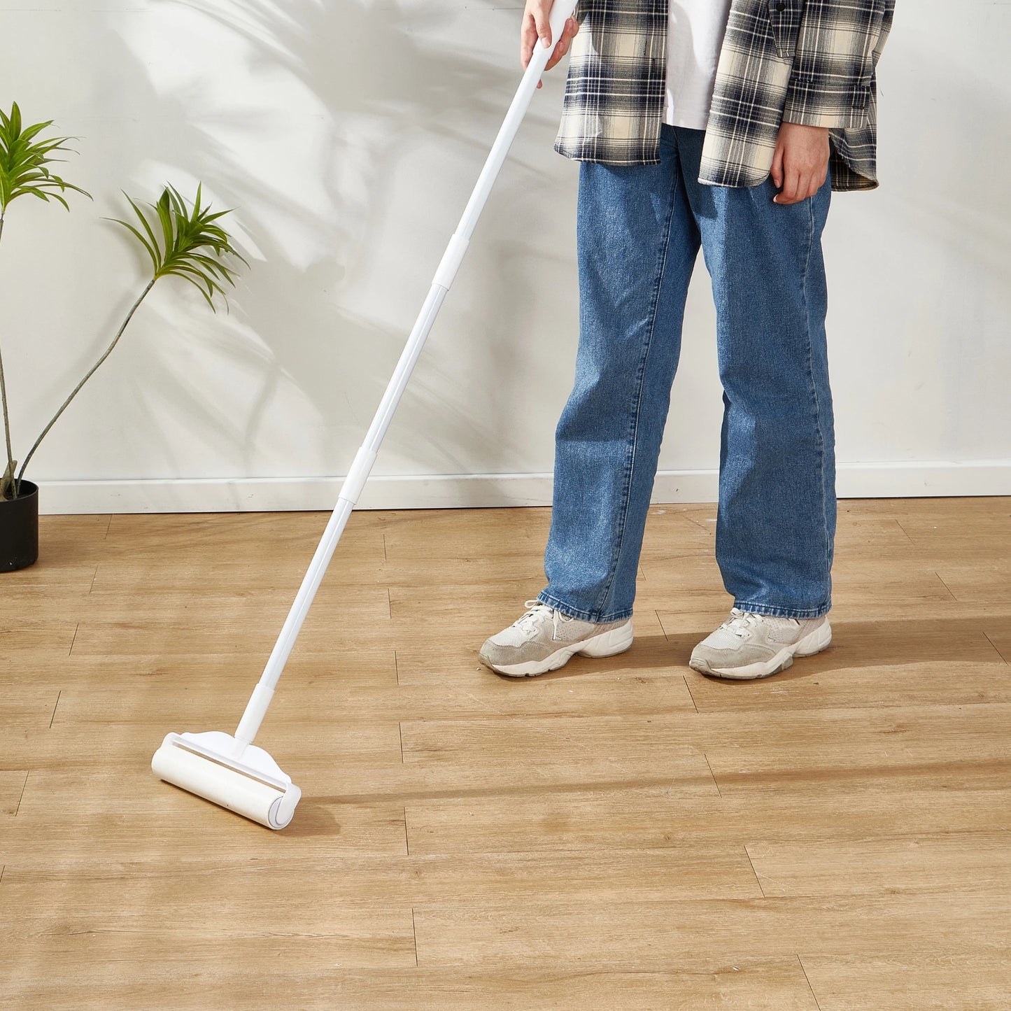 48 Inch Long Handle Lint Roller Set with Two Refills,