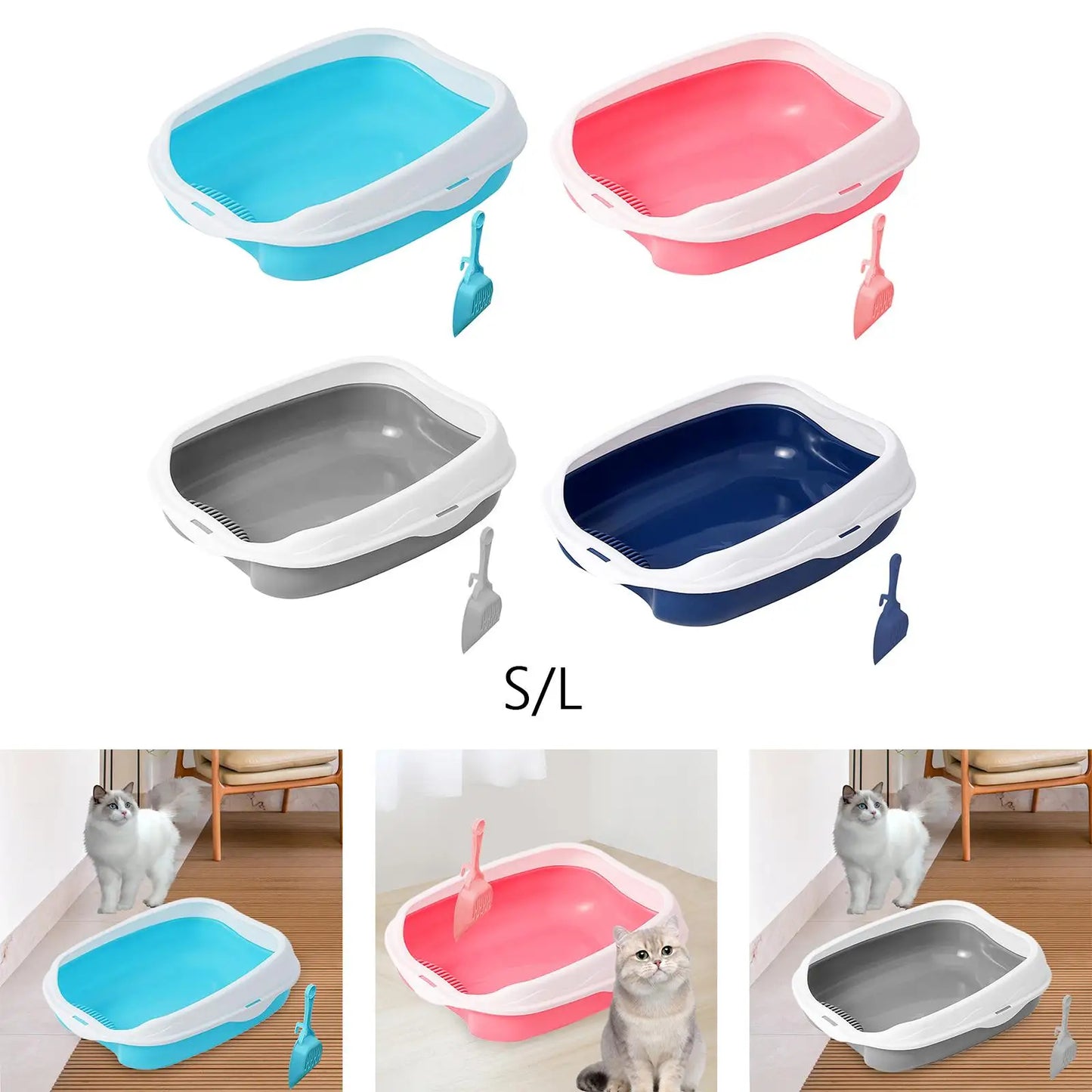 Cat Litter Box with High Side Semi Closed