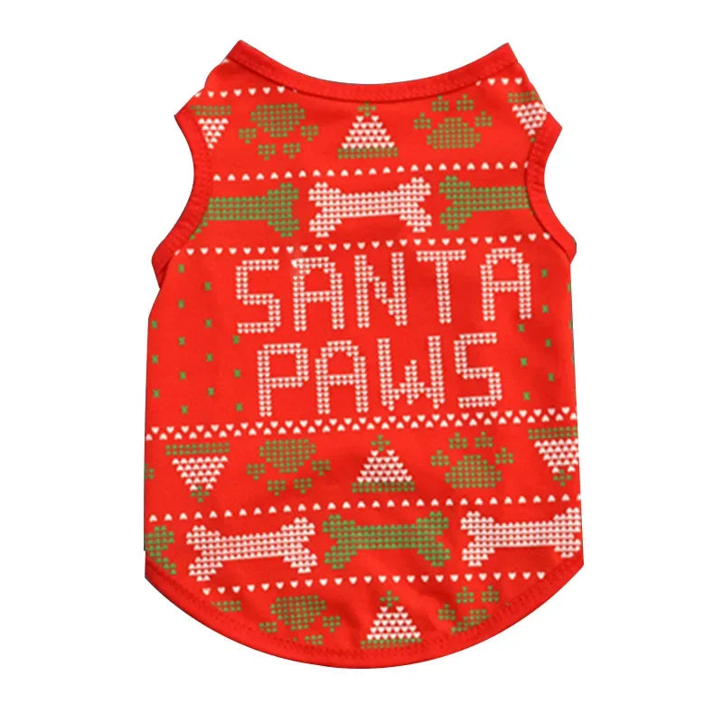 Christmas Dog Clothes Cotton Pet Clothing For Small Medium Dogs Vest Shirt New Year Puppy Dog Costume Chihuahua Pet Vest Shirt