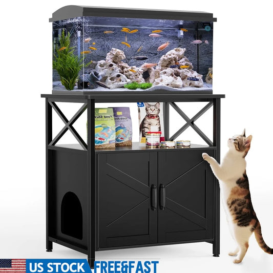 20-29 Gallon Aquarium Stand with Hidden Cat Litter Box Enclosure