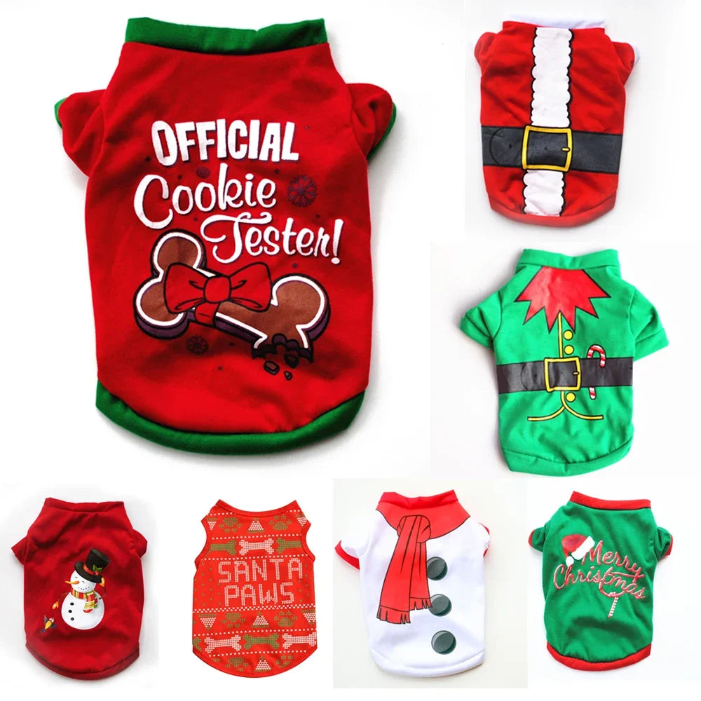 Christmas Dog Clothes Cotton Pet Clothing For Small Medium Dogs Vest Shirt New Year Puppy Dog Costume Chihuahua Pet Vest Shirt