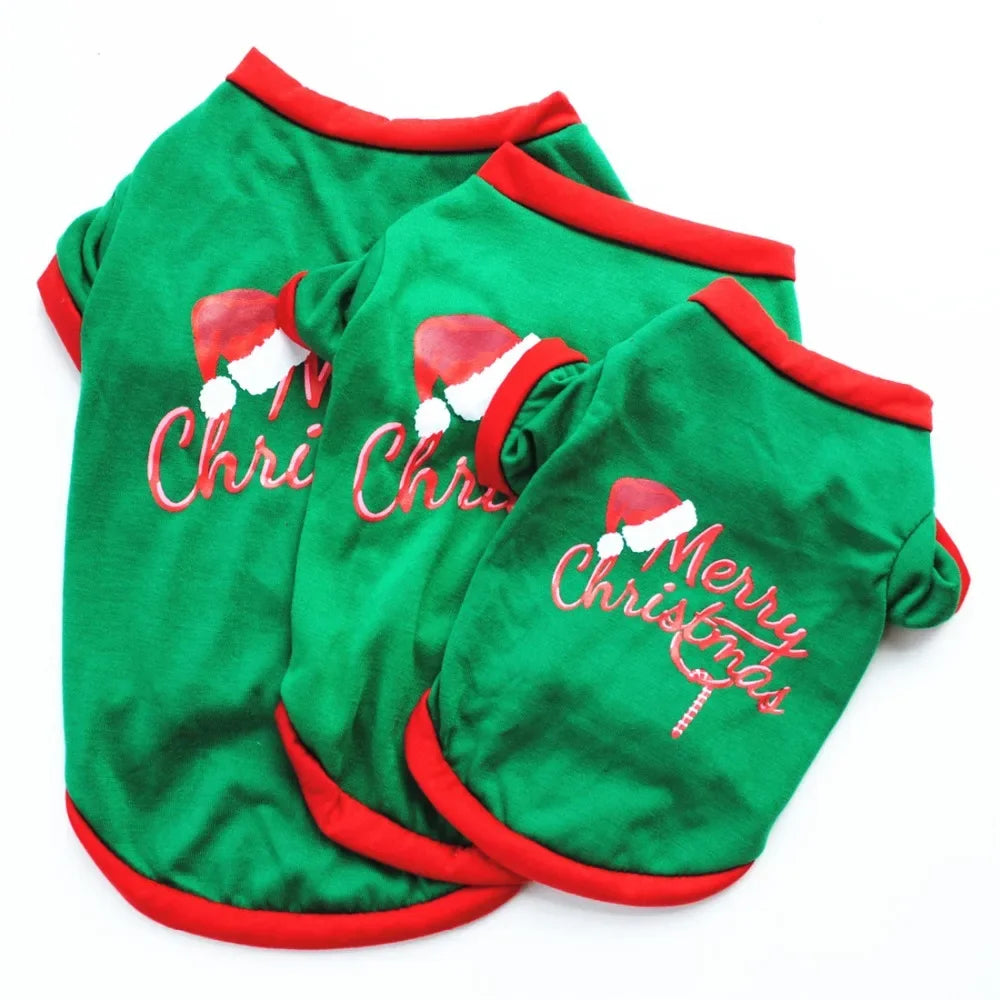 Christmas Dog Clothes Cotton Pet Clothing For Small Medium Dogs Vest Shirt New Year Puppy Dog Costume Chihuahua Pet Vest Shirt