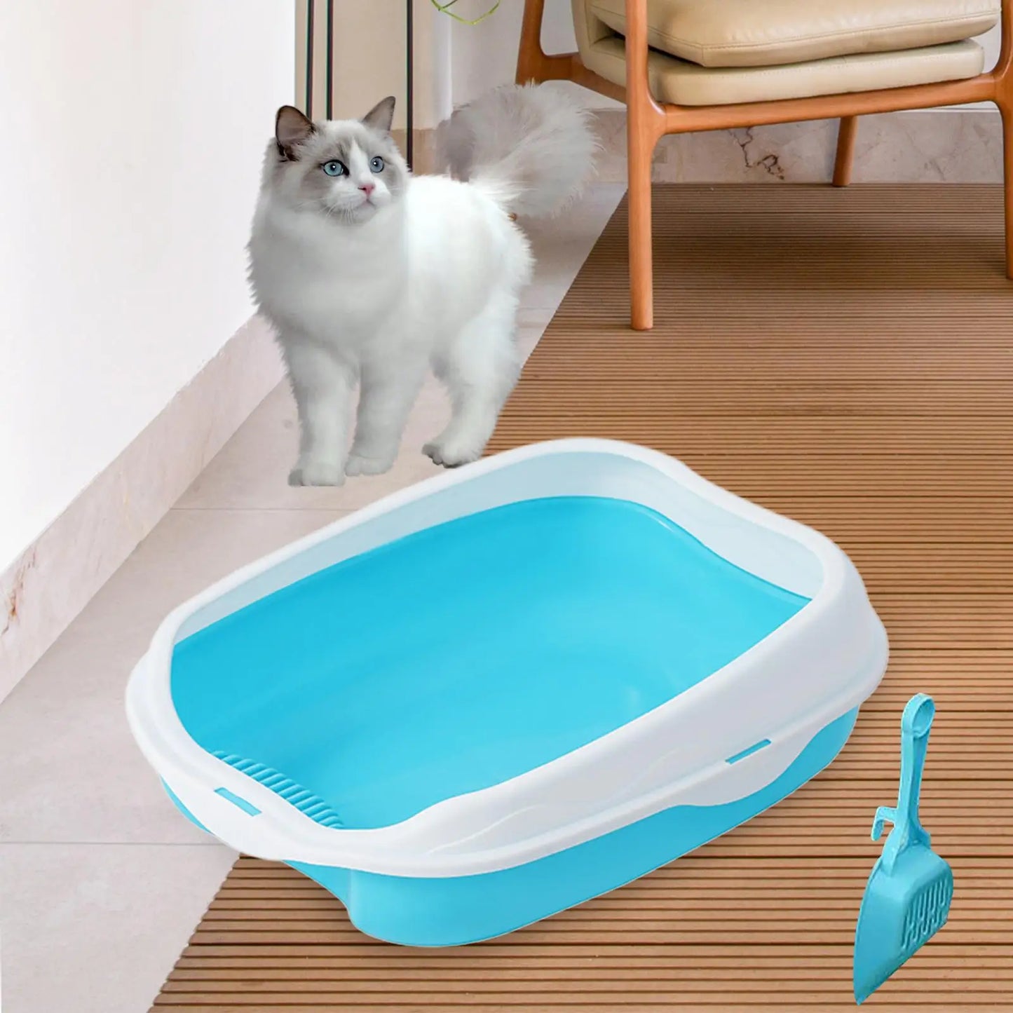 Cat Litter Box with High Side Semi Closed